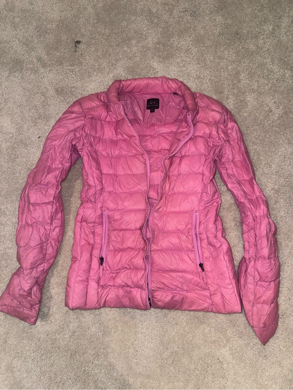 Armani Exchange Bubblegum Pink Quilted Puffer Jacket
